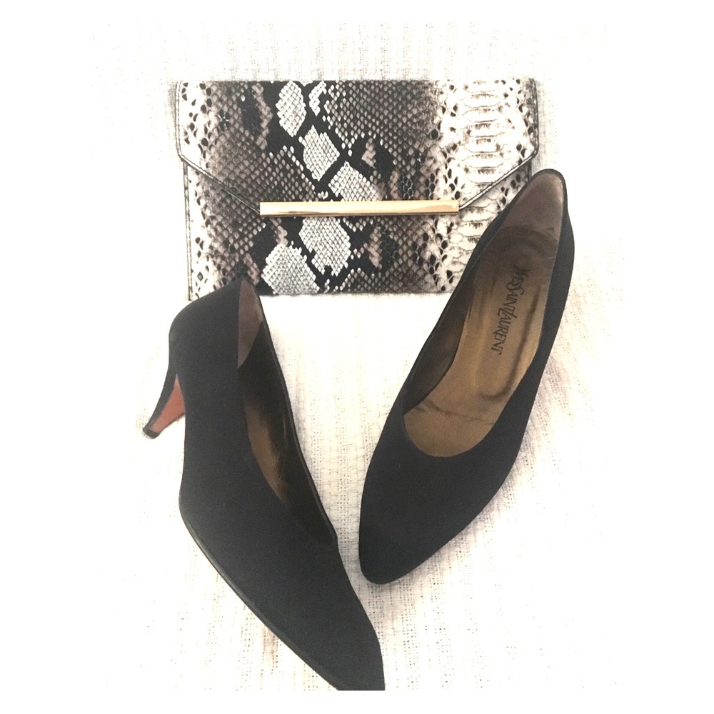 Yves Saint Laurent Black Satin Heel